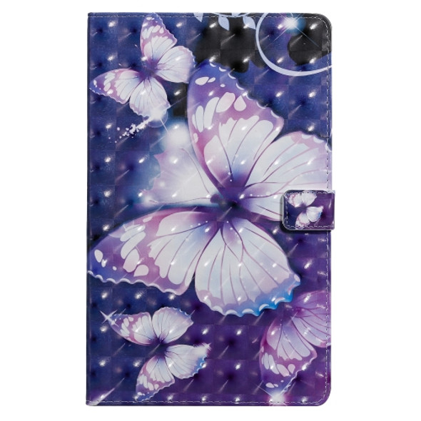 For Galaxy Tab A 10.1 (2019) 3D Colored Drawing Horizontal Flip Leather Case with Holder & Card Slots & Wallet (Purple Butterfly)