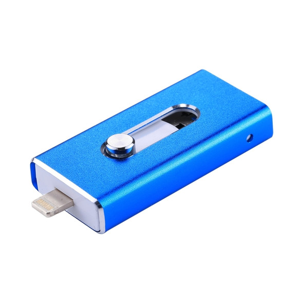 RQW-02 3 in 1 USB 2.0 & 8 Pin & Micro USB 32GB Flash Drive, for iPhone & iPad & iPod & Most Android Smartphones & PC Computer(Blue)