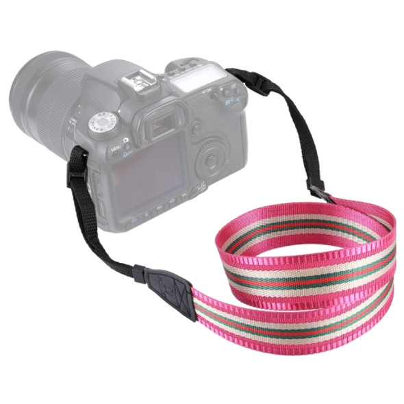 PULUZ Stripe Style  Series Shoulder Neck Strap Camera Strap for SLR / DSLR Cameras(Rose Red)