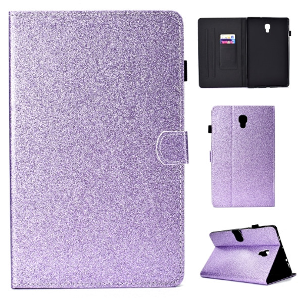 For Galaxy Tab A 10.5 T590 Varnish Glitter Powder Horizontal Flip Leather Case with Holder & Card Slot(Purple)