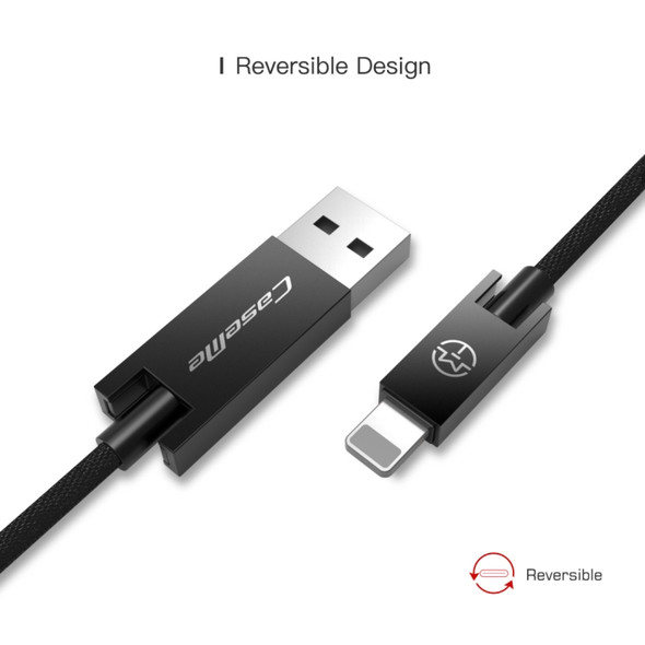 CaseMe 25cm 5V 2.1A Cloth Weave 3D Aluminium Alloy 8 Pin to USB Data Sync Charging Cable, For iPhone XR / iPhone XS MAX / iPhone X & XS / iPhone 8 & 8 Plus / iPhone 7 & 7 Plus / iPhone 6 & 6s & 6 Plus & 6s Plus / iPad (Black)