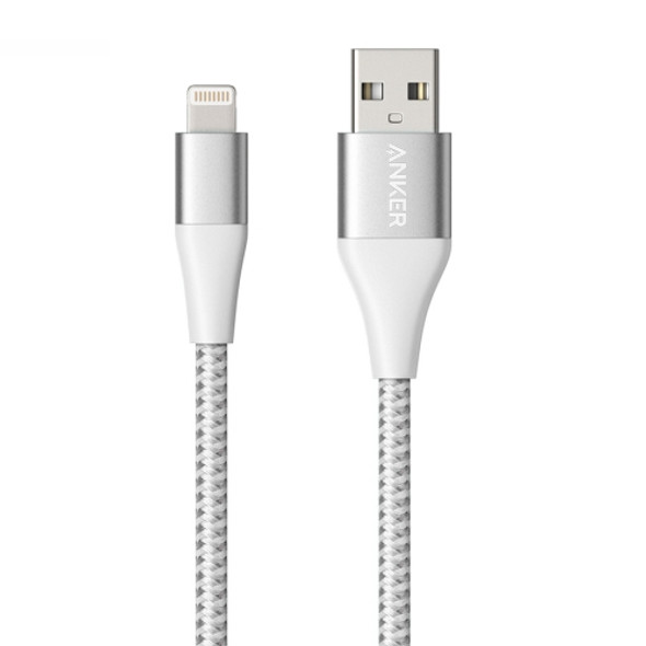 ANKER A8452 Powerline+ II USB to 8 Pin Apple MFI Certificated Nylon Pullable Carts Charging Data Cable, Length: 0.9m(Silver)