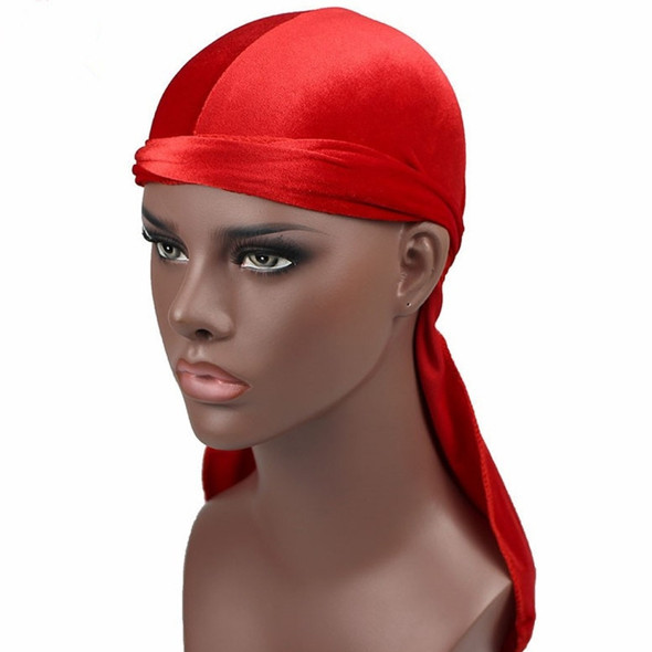 Velvet Turban Cap Long-tailed Pirate Hat Chemotherapy Cap (Red)