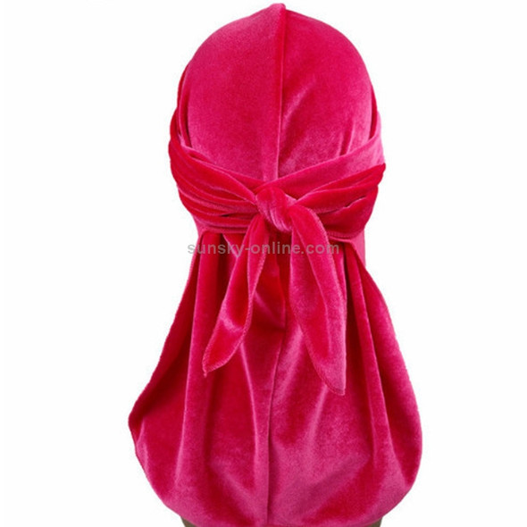 Velvet Turban Cap Long-tailed Pirate Hat Chemotherapy Cap (Rose Red)