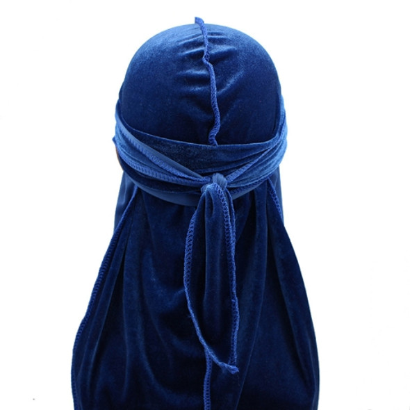 Velvet Turban Cap Long-tailed Pirate Hat Chemotherapy Cap (Baby Blue)