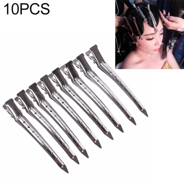 10 PCS Stainless Steel Hair Clips Hair Duckbill Clip Hair Clip Metal Large Single Hole Iron Clip