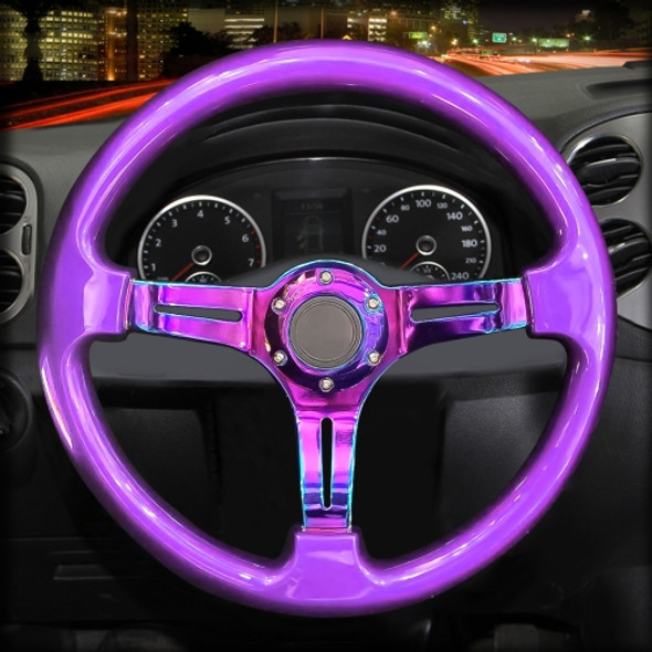Car Colorful Modified Racing Sport Horn Button Steering Wheel, Diameter: 34.6cm (Purple)