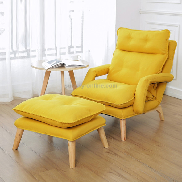 F3 Lazy Sofa Armrest Bedroom Leisure Japanese Folding Fabric Lounge Chair (Yellow)