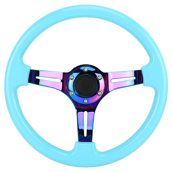 Car Colorful Modified Racing Sport Horn Button Steering Wheel, Diameter: 34.6cm (Sky Blue)