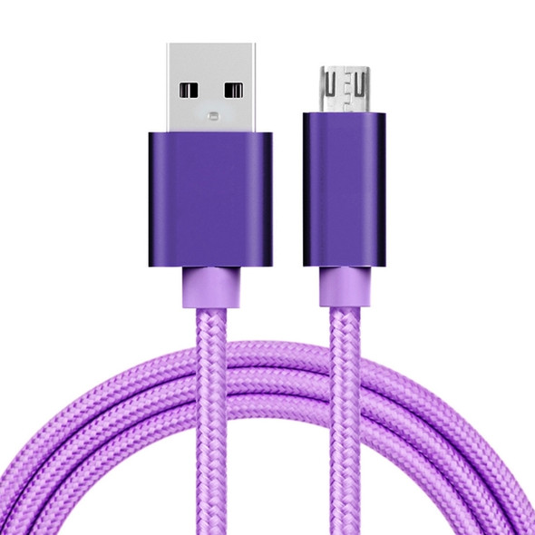 1m 3A Woven Style Metal Head Micro USB to USB Data / Charger Cable, For Samsung / Huawei / Xiaomi / Meizu / LG / HTC and Other Smartphones(Purple)