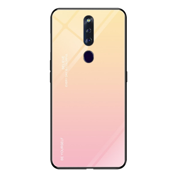 For OPPO F11 Pro Gradient Color Glass Case(Yellow)