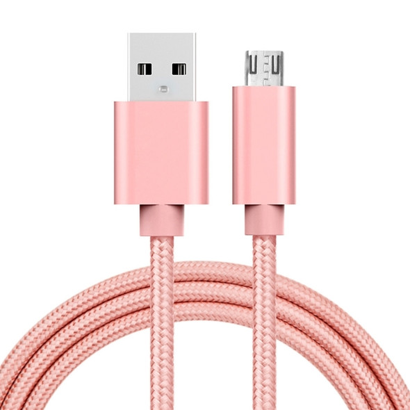 1m 3A Woven Style Metal Head Micro USB to USB Data / Charger Cable, For Samsung / Huawei / Xiaomi / Meizu / LG / HTC and Other Smartphones(Rose Gold)