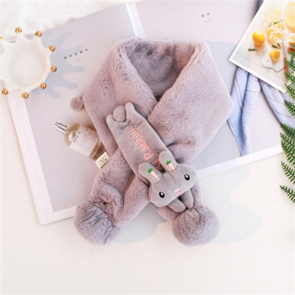 Children Cartoon Animal Plush Warm Scarf, Size:80 x 10cm(Rabbit+Grey)