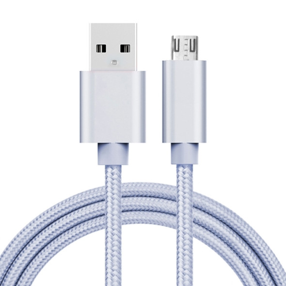 1m 3A Woven Style Metal Head Micro USB to USB Data / Charger Cable, For Samsung / Huawei / Xiaomi / Meizu / LG / HTC and Other Smartphones(Silver)