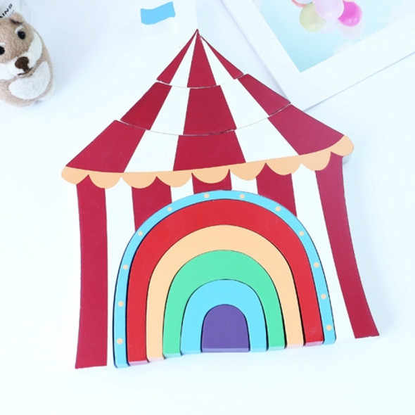 Children Toys Wooden Stacks Rainbow Blocks Circus Ornaments  Home Decoration