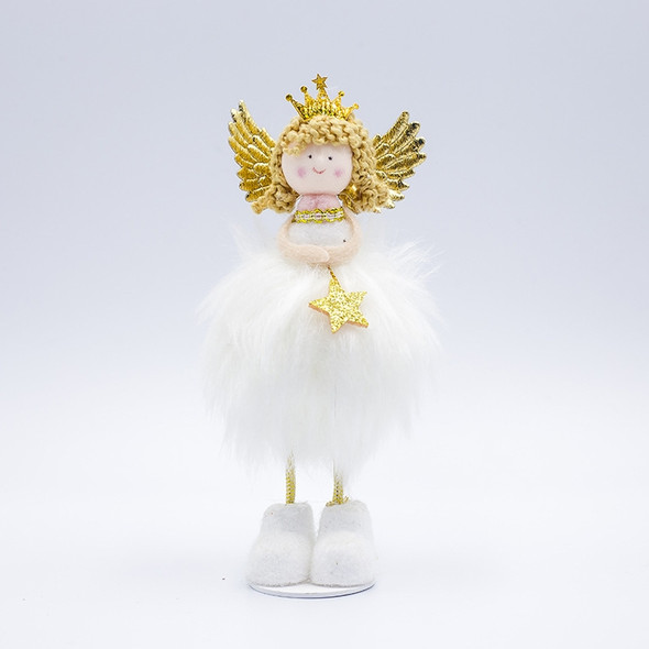 2 PCS Ornaments Fabric Plush Blonde Angel Christmas Doll Decoration Creative Children's Gifts(Star )