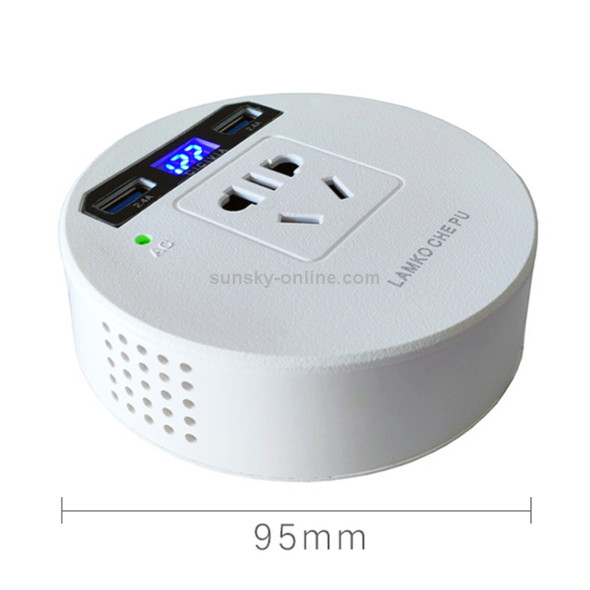 120W DC 12V to AC 220V Car Multi-functional Sine Wave Power Inverter 2 USB Ports Charger Adapter (White)