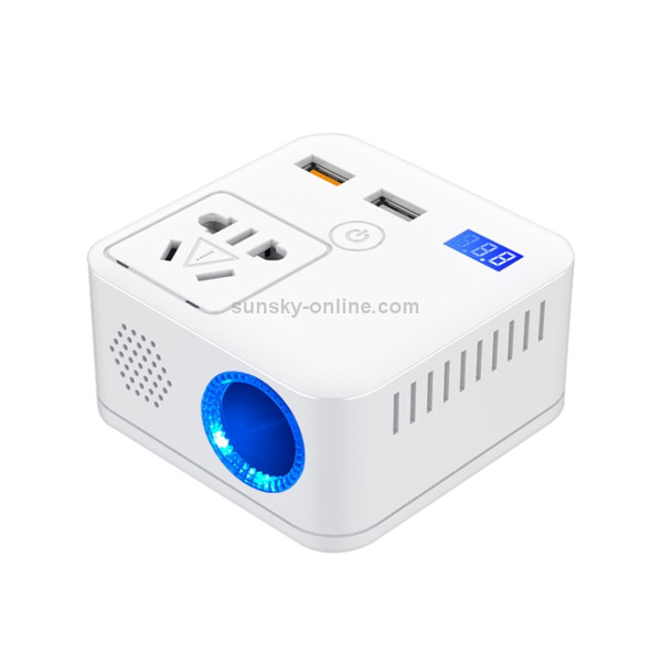 150W DC 12V-24V to AC 220V Car Multi-functional Correction Wave Power Inverter 2 USB Ports Charger Adapter (White)