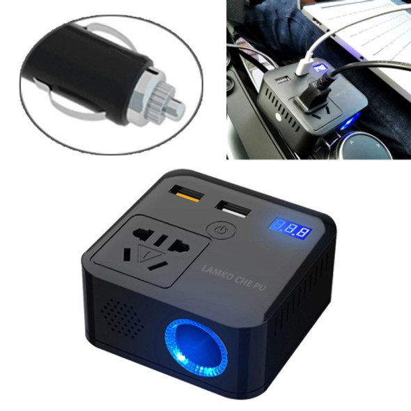 150W DC 12V-24V to AC 220V Car Multi-functional Sine Wave Power Inverter 2 USB Ports Charger Adapter (Black)