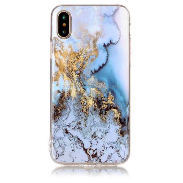 For   iPhone X / XS   Blue Marble Pattern TPU Shockproof Protective Back Cover Case