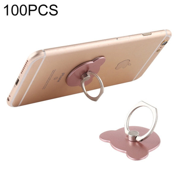 100 PCS Universal Panda Shape 360 Degree Rotatable Ring Stand Holder for Almost All Smartphones (Rose Gold)