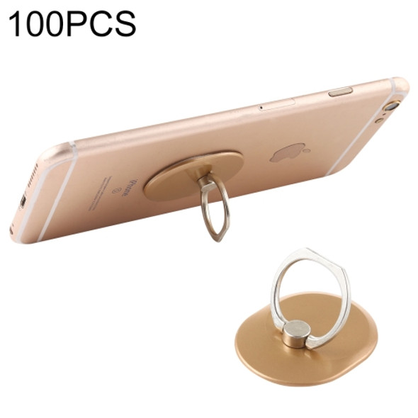 100 PCS Universal Oval Shape 360 Degree Rotatable Ring Stand Holder for Almost All Smartphones(Gold)