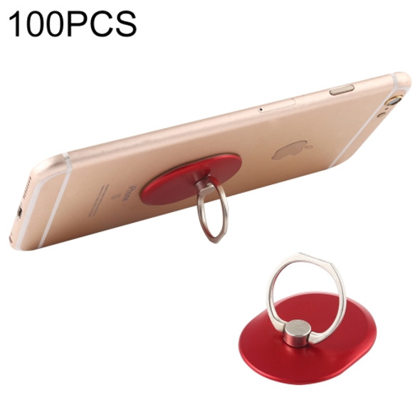 100 PCS Universal Oval Shape 360 Degree Rotatable Ring Stand Holder for Almost All Smartphones(Red)