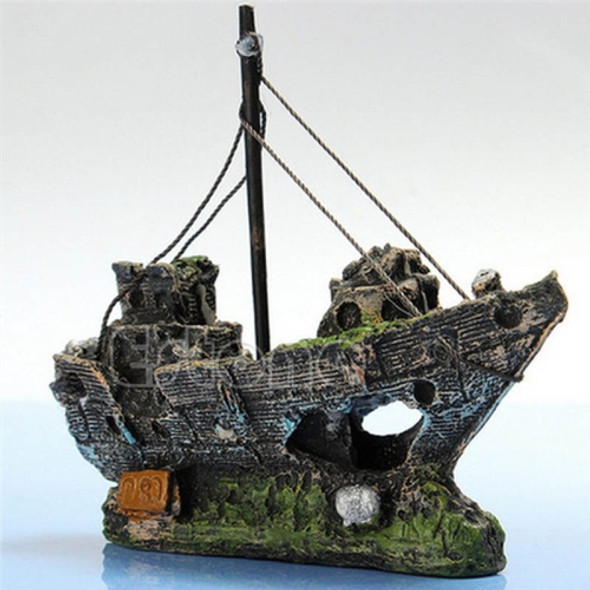 Pirate Ship Rotten Boat Small Net Boat Aquarium Landscaping Fish Tank Glass Cylinder Scene