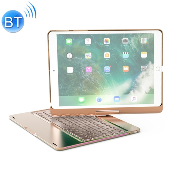 F360 For iPad Pro 10.5 inch & iPad Air 10.5 inch Rotatable Colorful Backlight Laptop Version Aluminum Alloy Bluetooth Keyboard Protective Cover (Gold)