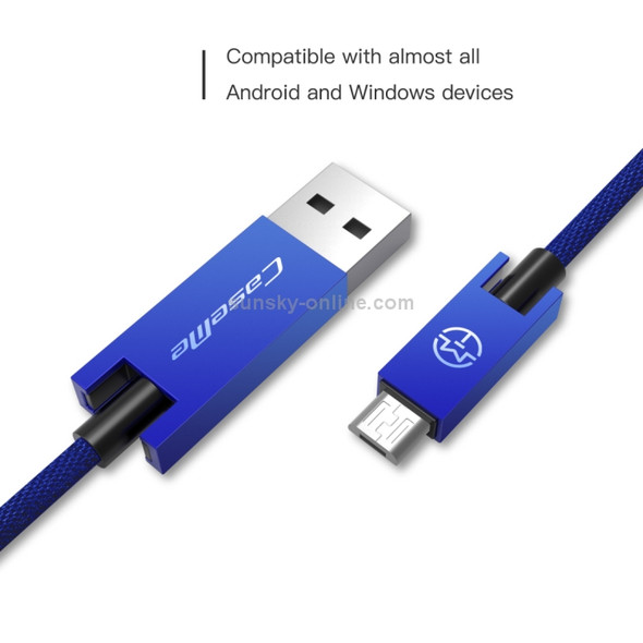 CaseMe 25cm 5V 2.1A Cloth Weave 3D Aluminium Alloy USB to Micro USB Data Sync Charging Cable, For Galaxy, HTC, Google, LG, Sony, Huawei, Xiaomi, Lenovo and Other Android Phone (Blue)