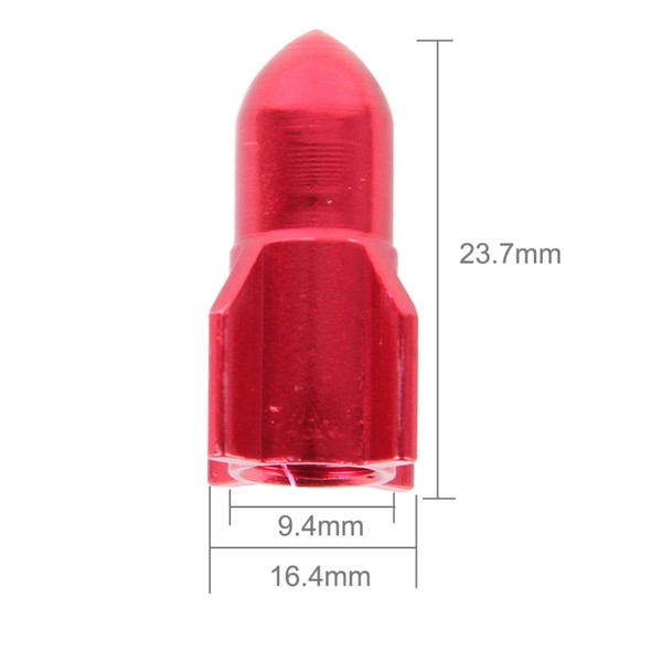 Universal 8mm Rocket Style Aluminum Alloy Car Tire Valve Caps, Pack of 4(Red)