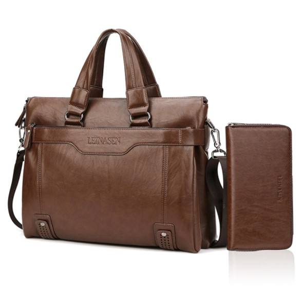 WEIXIER 15036-4 Multifunctional Men Business Handbag Computer Briefcase Single Shoulder Bag with Handbag (Brown)