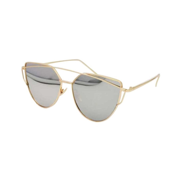 Unisex Fashion Color Film UV400 Reflective Sunglasses (Gold + Mercury)