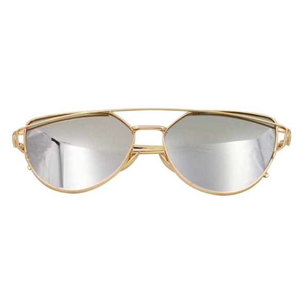 Unisex Fashion Color Film UV400 Reflective Sunglasses (Gold + Mercury)