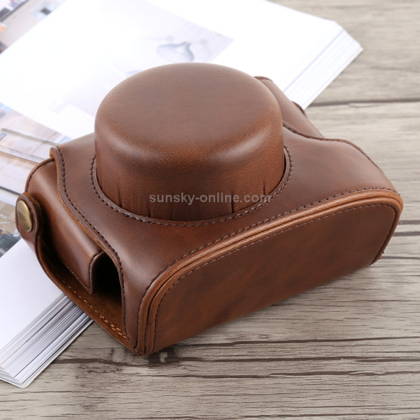 Full Body Camera PU Leather Case Bag with Strap for Panasonic LUMIX LX100(Coffee)