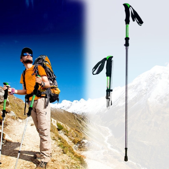 125cm Adjustable Portable Outdoor Aluminum Alloy Trekking Poles Stick(Green)