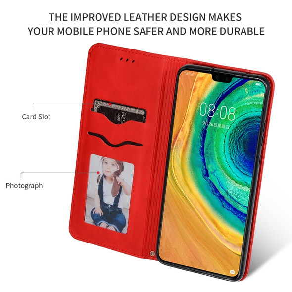 For Huawei Mate 30 Pro Retro Skin Feel Business Magnetic Horizontal Flip Leather Case(Red)