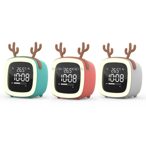 Cartoon Deer Shape Children Snooze Multifunctional USB Rechargeable Student LED Alarm Clock(Blue)