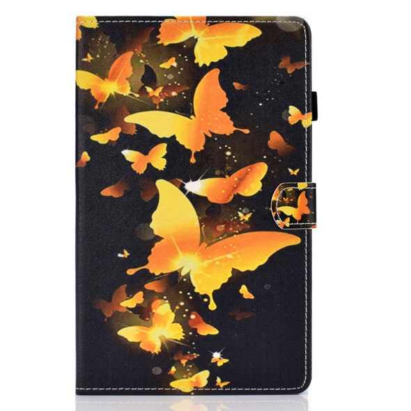 for Galaxy Tab A 10.1 (2019) T510 Colored Drawing Stitching Horizontal Flip Leather Case, with Holder & Card Slots(Golden Butterfly)