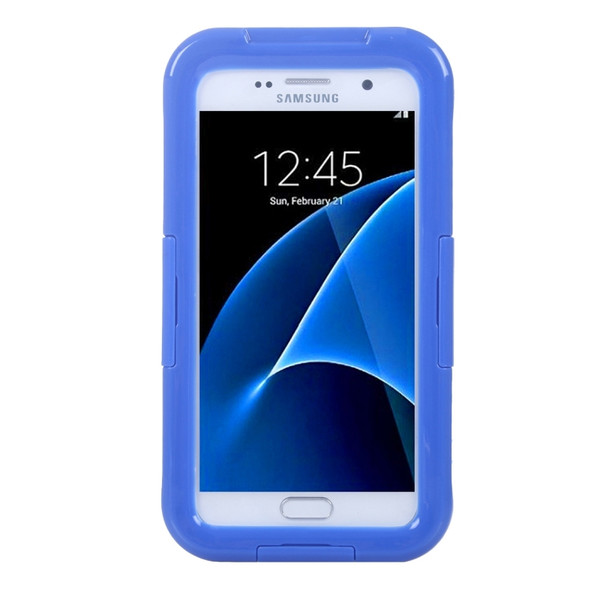 For Galaxy S7 / G930 IPX8 Plastic + Silicone Transparent Waterproof Protective Case with Lanyard (Blue)