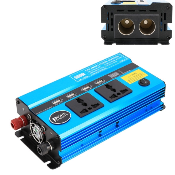 500W DC 12V to AC 220V Car Multi-functional 4588 Smart Power Inverter(Blue)