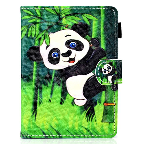 For Amazon Kindle Youth Version 2019 Colored Drawing Stitching Horizontal Flip Leather Case, with Holder & Card Slots(Panda)