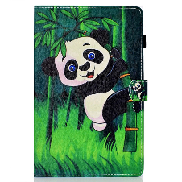 for Galaxy Tab A 10.5 T590 Colored Drawing Stitching Horizontal Flip Leather Case, with Holder & Card Slots(Panda)