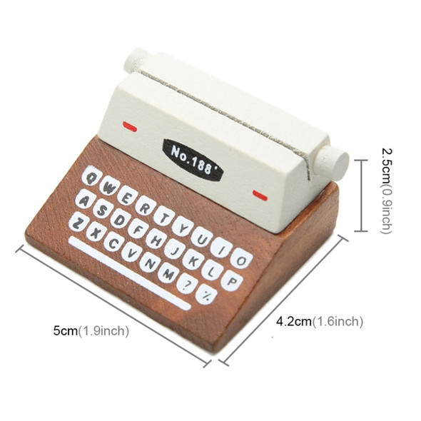 5 PCS Creative Coffee Vintage Wooden Typewriter Photo Card Desk Messege Memo Holder Stand Card Holder(Coffee)