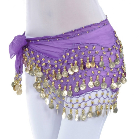 Lady Belly Dance Hip Scarf Accessories 3-Row Belt Skirt Bellydance Waist Chain Wrap Adult Dance Wear(Purple)