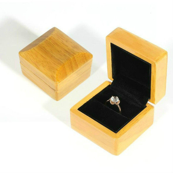 Wood Color Wooden Jewelry Packing Case Portable Wedding Ring Bracelet Pendant Display Box Gift Box, Type:Ring Box