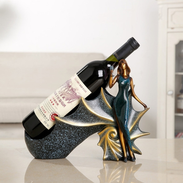 Blonde Shape Creative Red Wine Shelf Drain Rack Bottle Holder Ornament Resin Home Decoration (Blue)