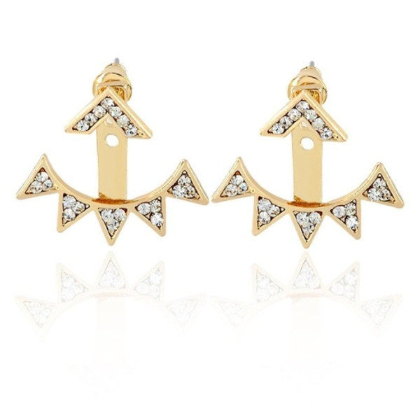 Leaf Crystals Stud Earring For Women(Gold)