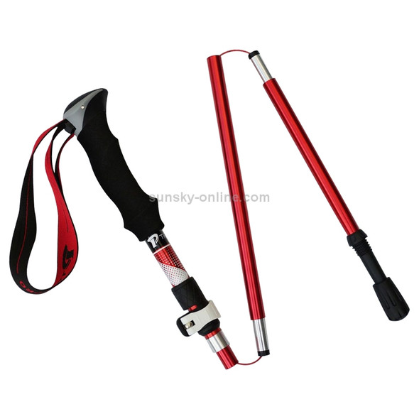 5 Node Portable Foldable Aluminium Alloy Alpenstocks Trekking Poles, Folding Length : 28.5CM (Red)