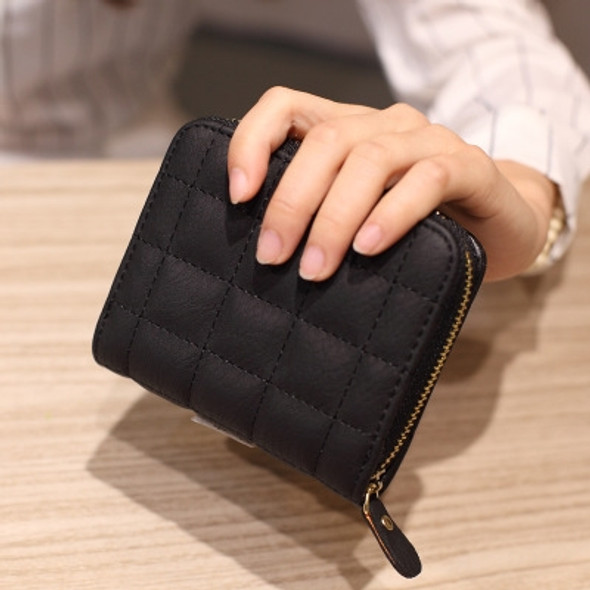 Women  Short Zipper Cute Coin Purse Mini Wallet(Black)